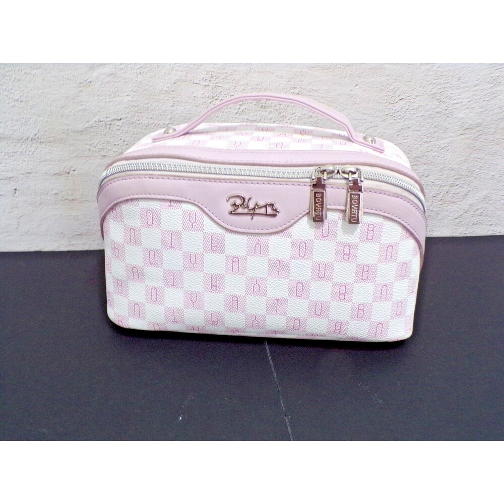 Boyatu Travel Cosmetic Bag with 2 Additional Inside Bags Pink & White Blue‎ ling